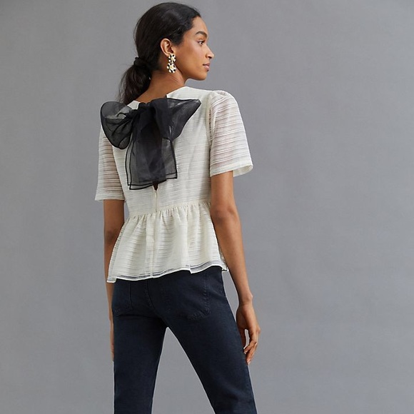 Sunday in Brooklyn💕Sheer Bow-Back Blouse Size SP - Picture 4 of 4